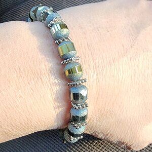 Etsy Blue Electroplated Frosted Glass Beaded Bracelet